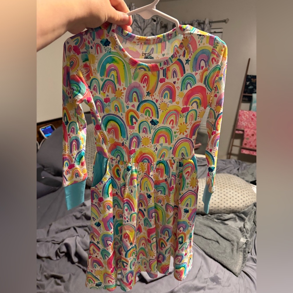 Birdie Bean Colorful Rainbow Long Sleeve Dress
